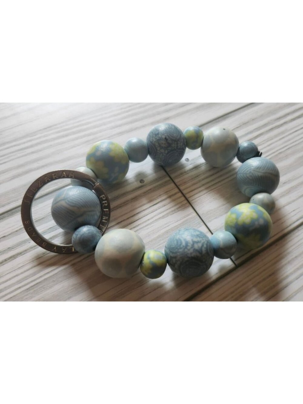 JilZarah Jil Zarah Clay Beads Wrist Wristlet Key Chain Blue Green